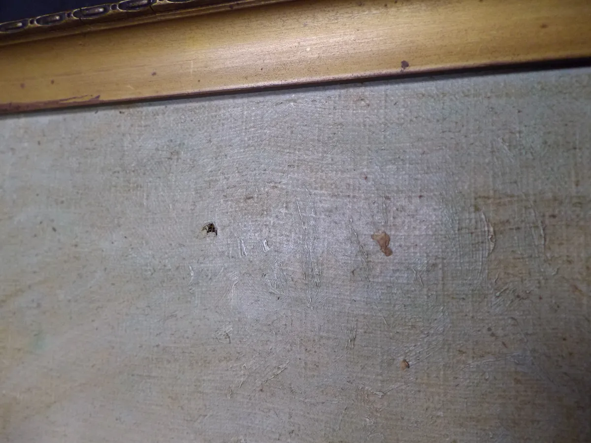 Rare: Tableau ancien d'un paysage de Paul de Castro - peinture - à restaurer vue 3