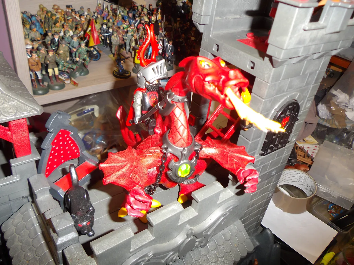 Rare: Lot Playmobil " Le château du Dragon + armée + grand dragon "- guerriers vue 5